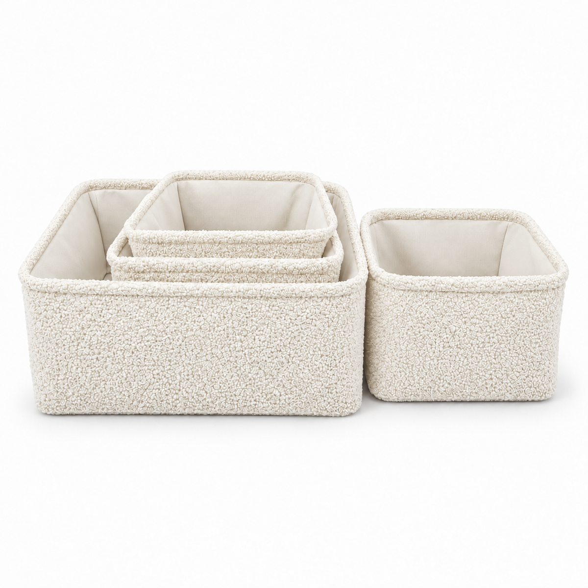 Lot de 4 Paniers de Rangement Effet Bouclette