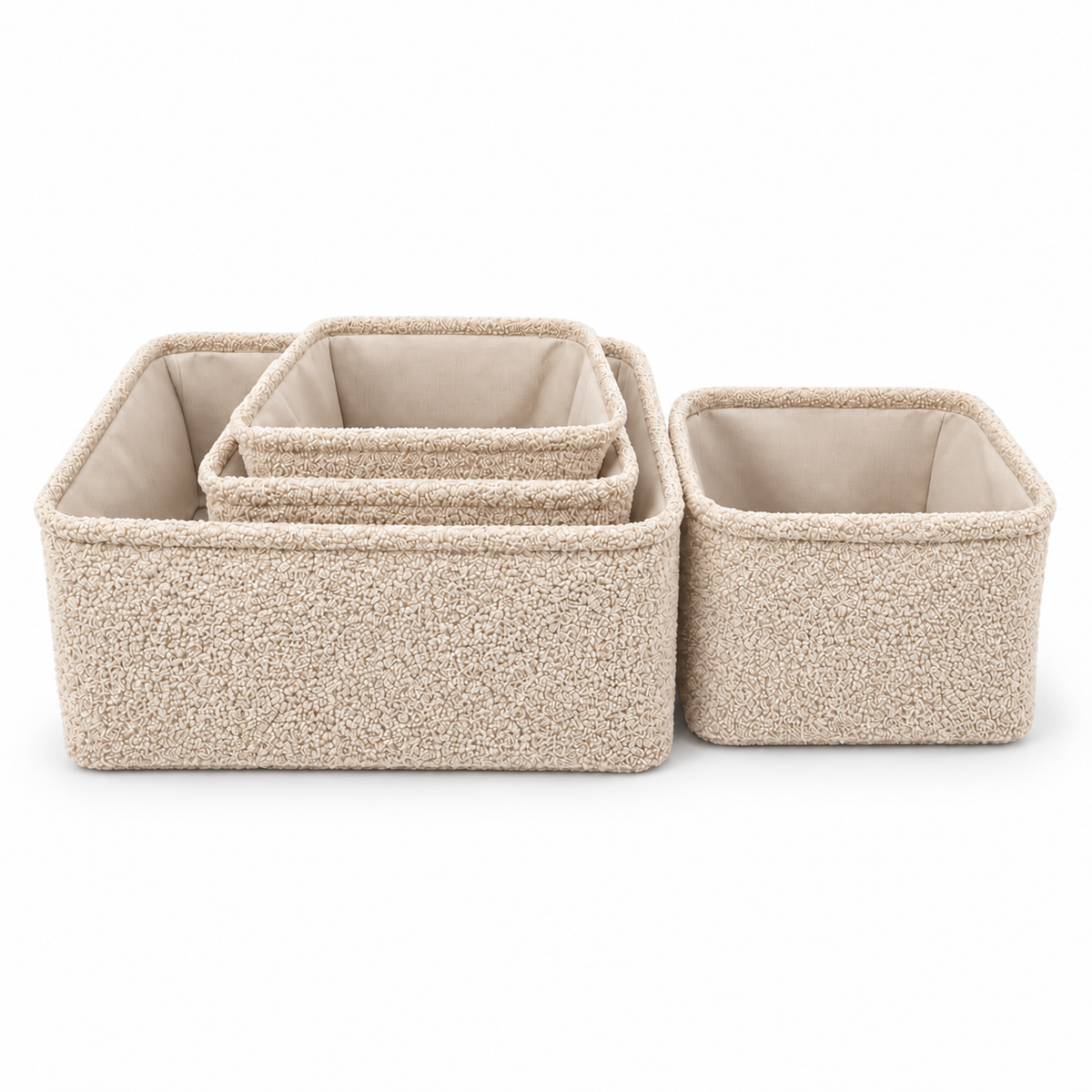 Lot de 4 Paniers de Rangement Effet Bouclette