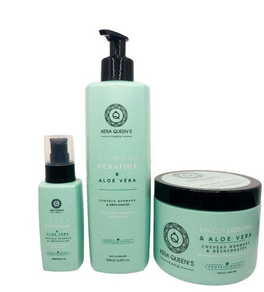 Rituel Kératine et Aloe Vera - Shampoing 500ml + Masque 500ml + Sérum 100ml