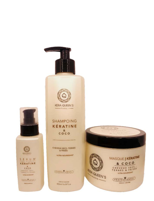 Rituel Kératine et Coco - Shampoing 500ml + Masque 500ml + Sérum 100ml