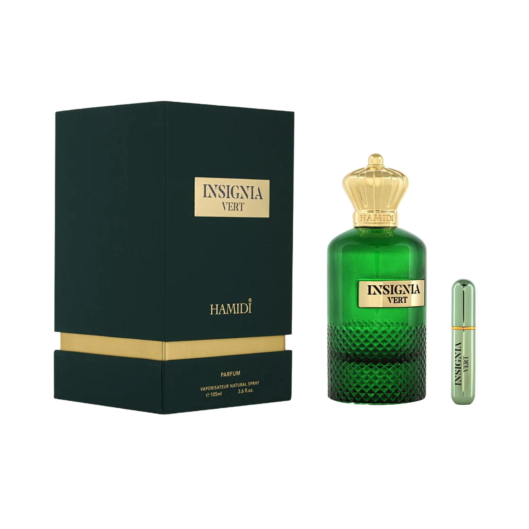 Parfum de poche INSIGNA – Vert – de poche rechargeable – 105 ml Hamidi
