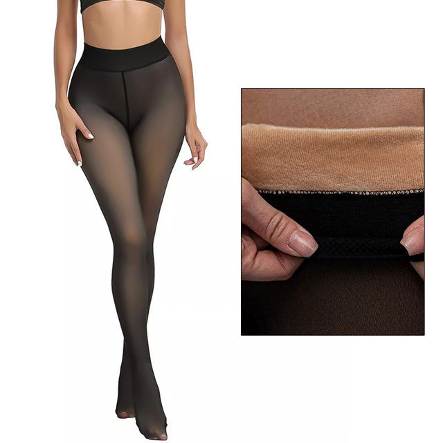 Legging Femme Doublé Polaire – Pascal MORABITO – Effet Transparent – Noir