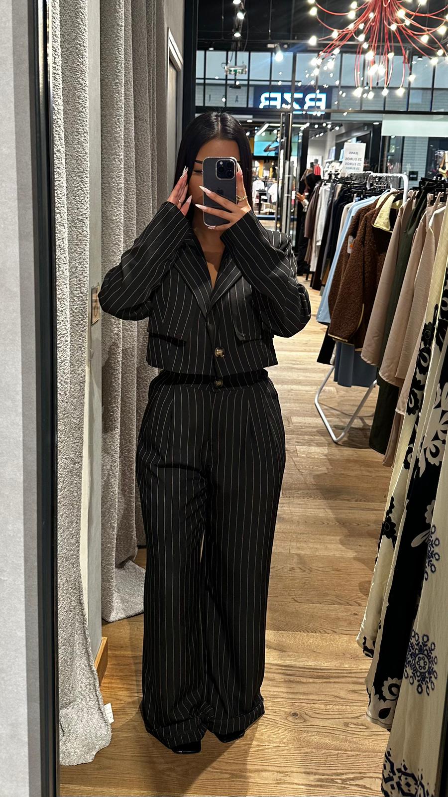 Ensemble Tailleur Rayé - NOIR