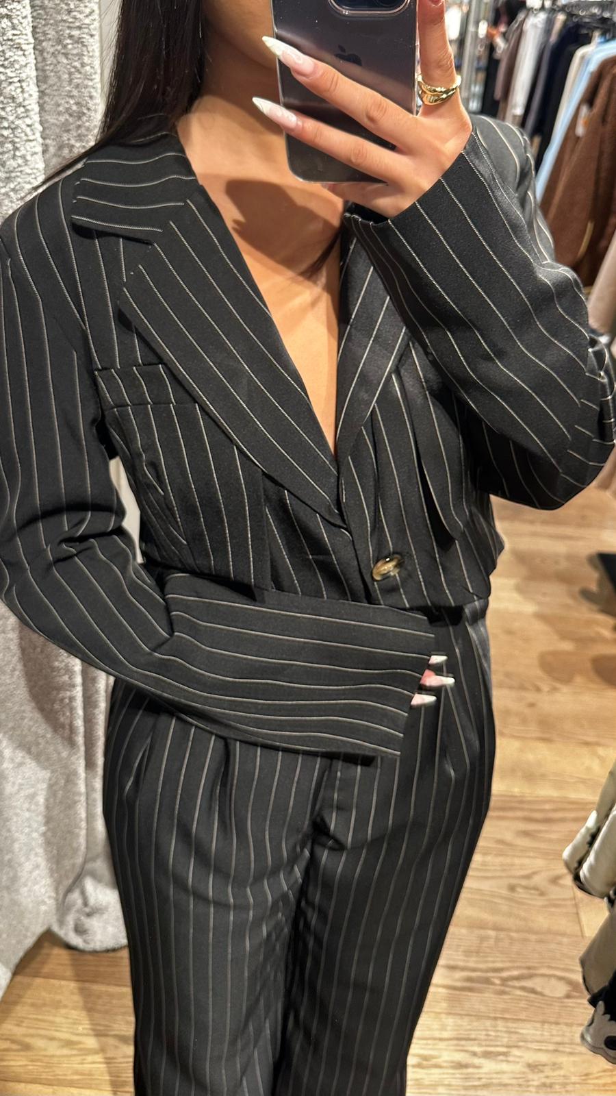 Ensemble Tailleur Rayé - NOIR