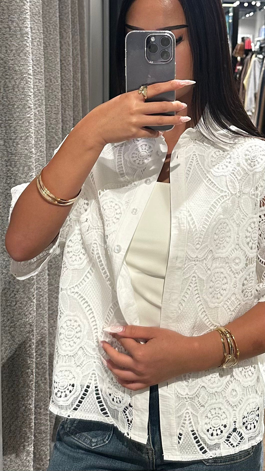 Chemise manches courtes Dentelle